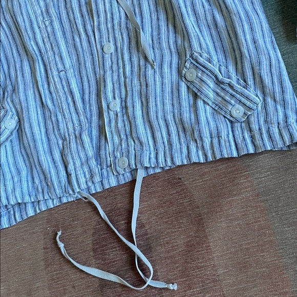 Christopher & Banks Coastal Blue and White Striped Linen Layering Jacket - Picture 8 of 12